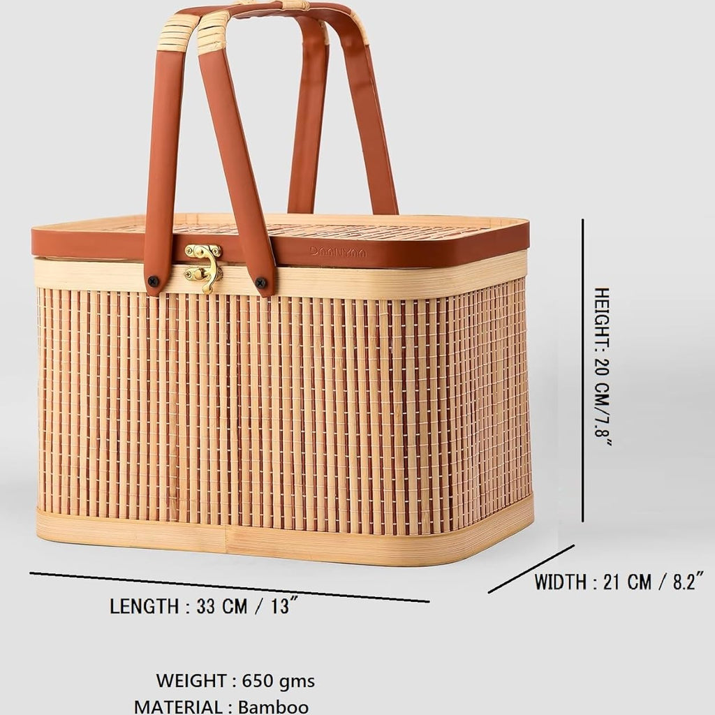 Premium Handmade Bamboo Picnic Basket