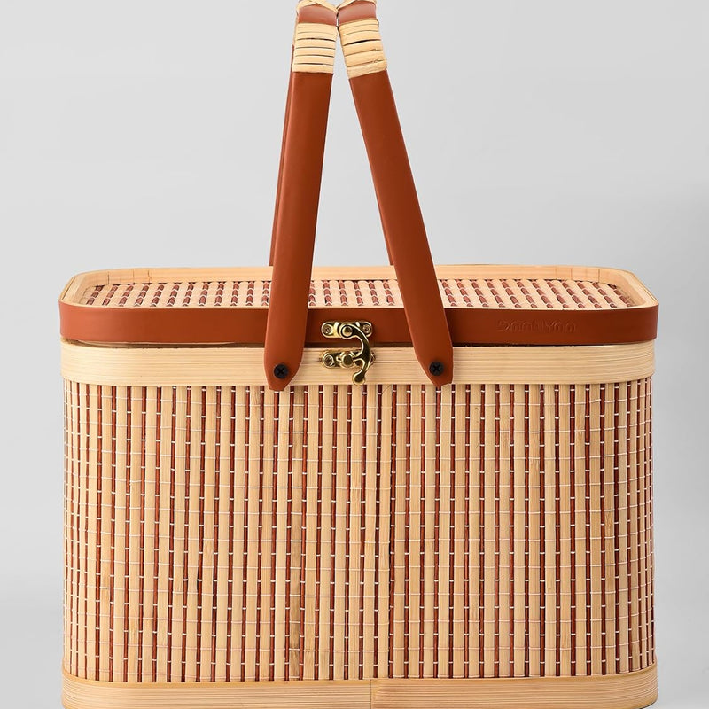 Premium Handmade Bamboo Picnic Basket