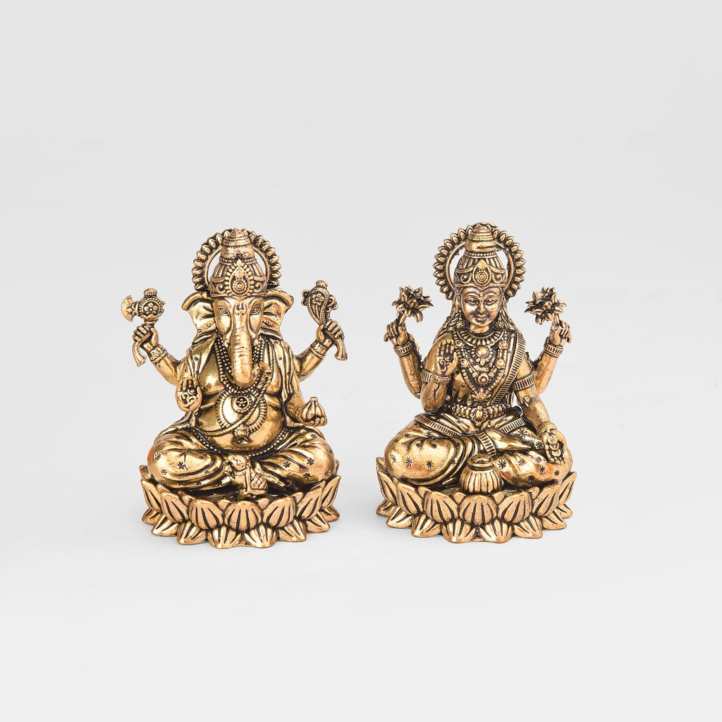 Lakshmiji and Ganeshji (fine brass idols)