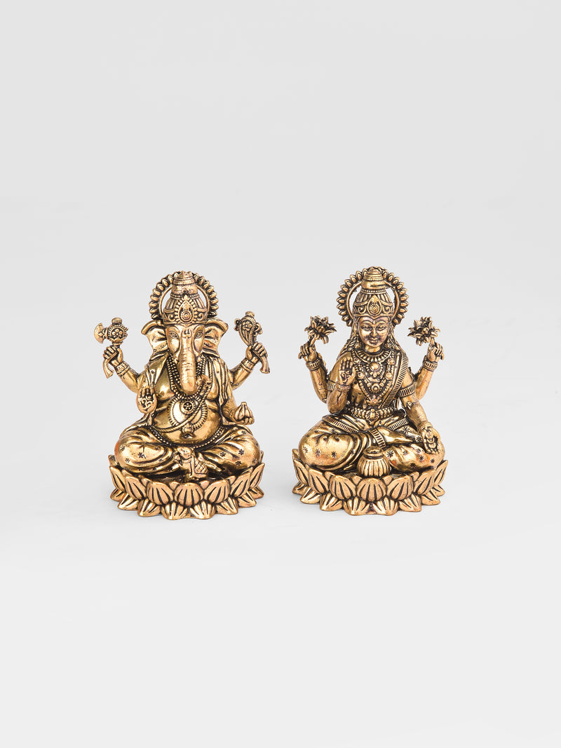 Lakshmiji and Ganeshji (fine brass idols)