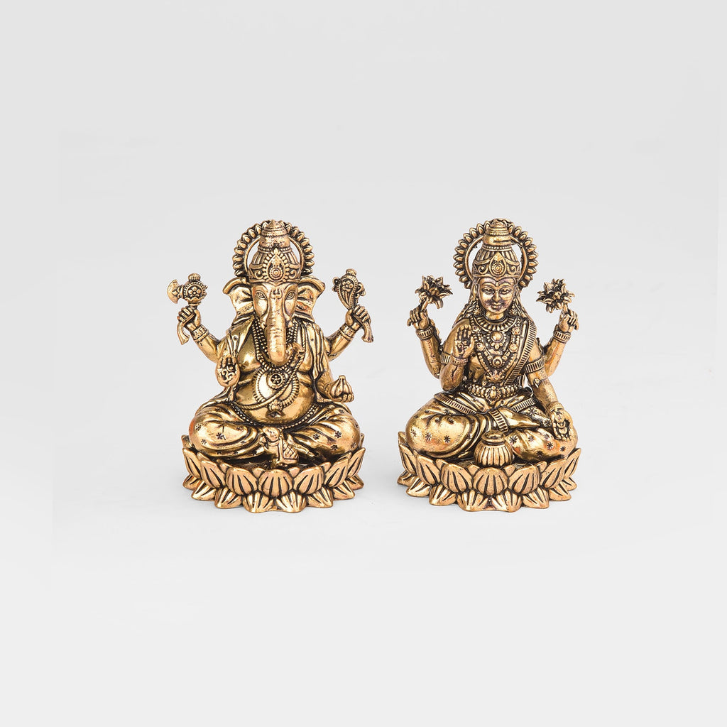 Lakshmiji and Ganeshji (fine brass idols)