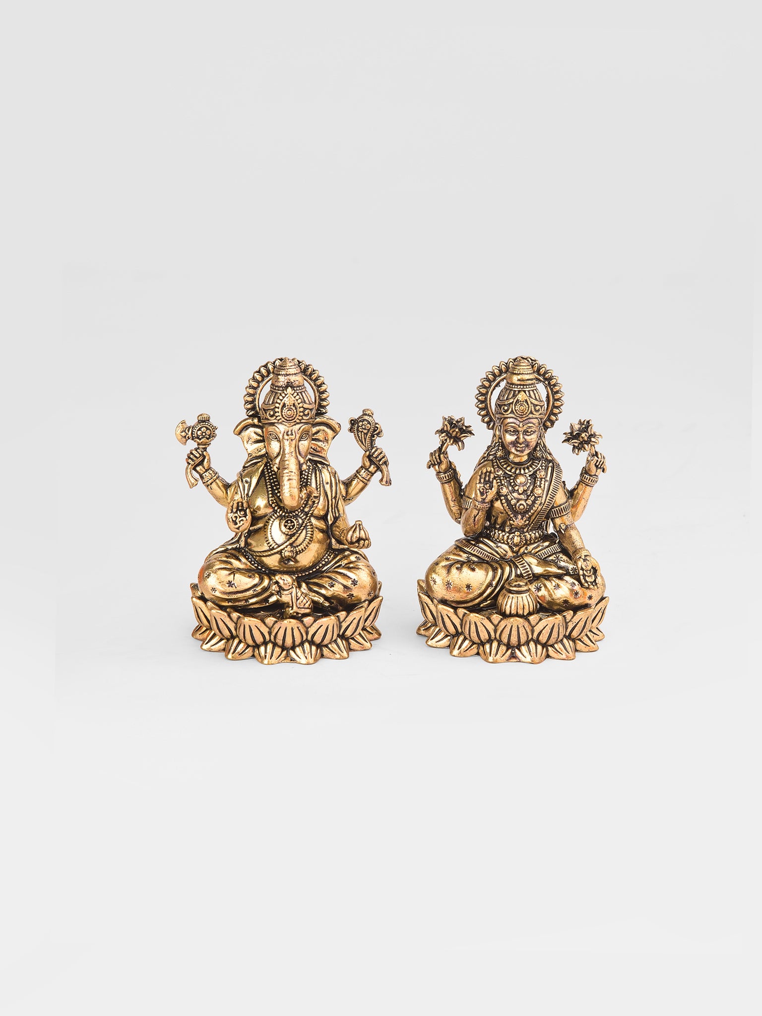 Lakshmiji and Ganeshji (fine brass idols)