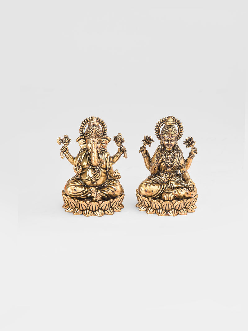 Lakshmiji and Ganeshji (fine brass idols)